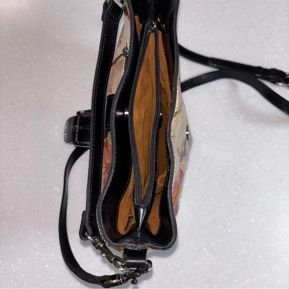 Patricia Nash Torri Crossbody Parisian Newspaper Floral Leather Dust Bag - Picture 11 of 13